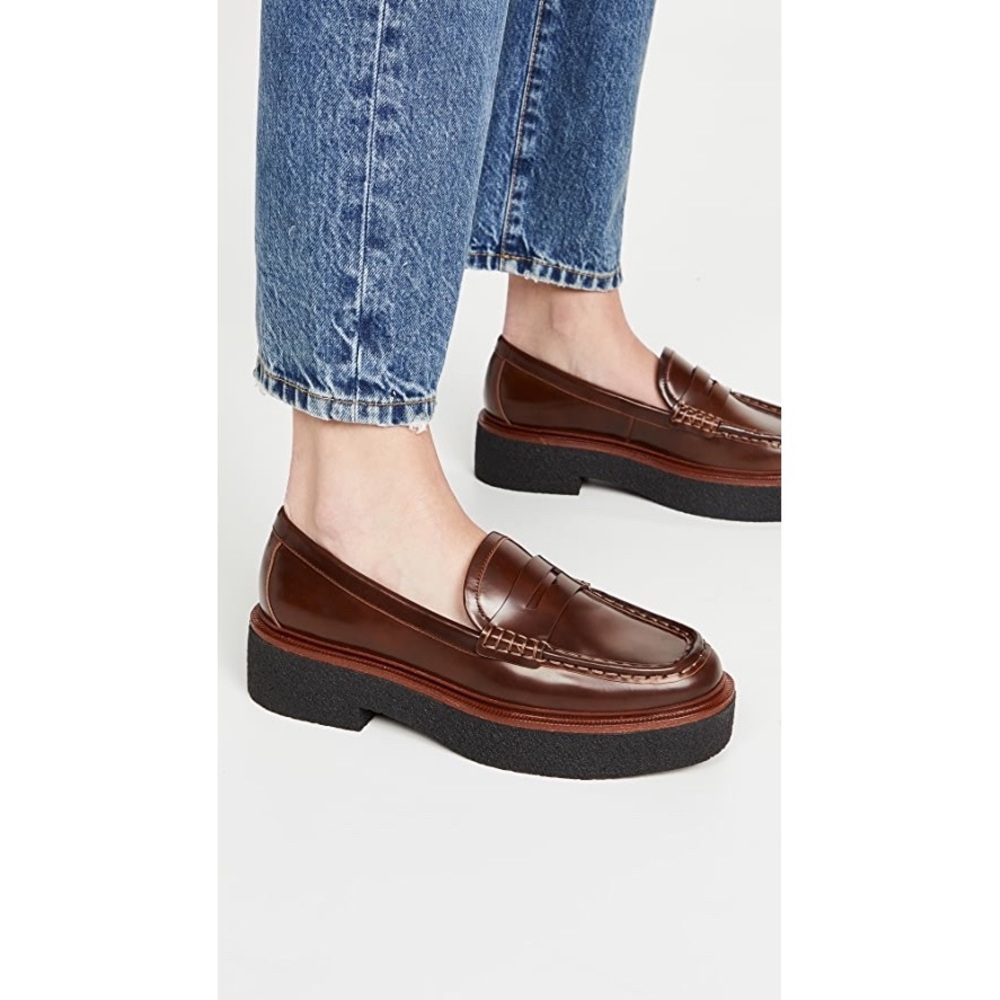 Loeffler Randall Rikki brown platform loafers